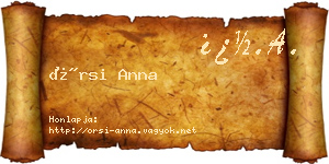 Örsi Anna névjegykártya