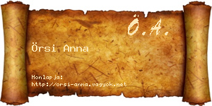 Örsi Anna névjegykártya